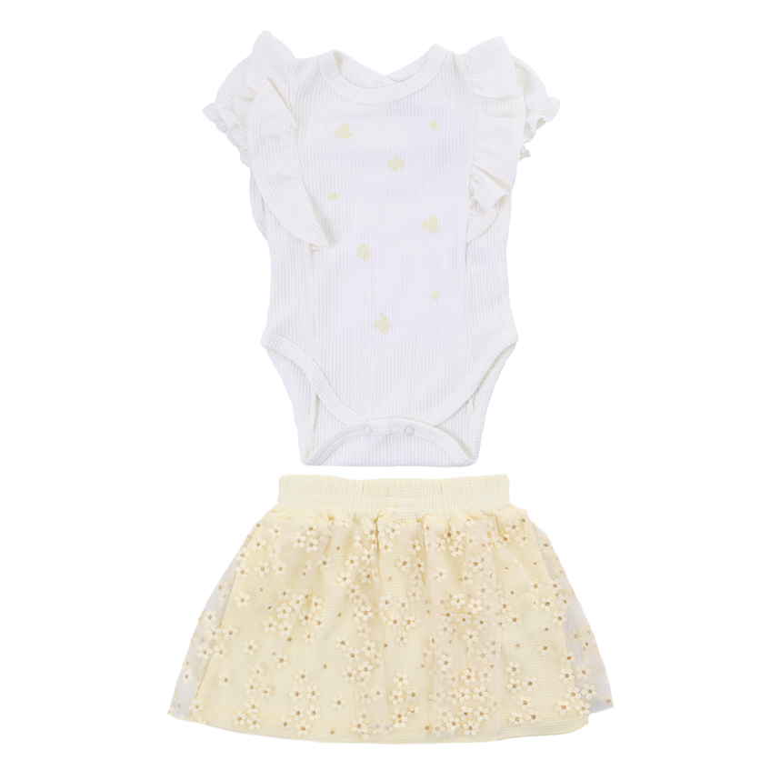 Conjunto Iaze Body Bordado E Flores Saia Tule Conjunto Iaze Body Bordado E Flores Saia Tule