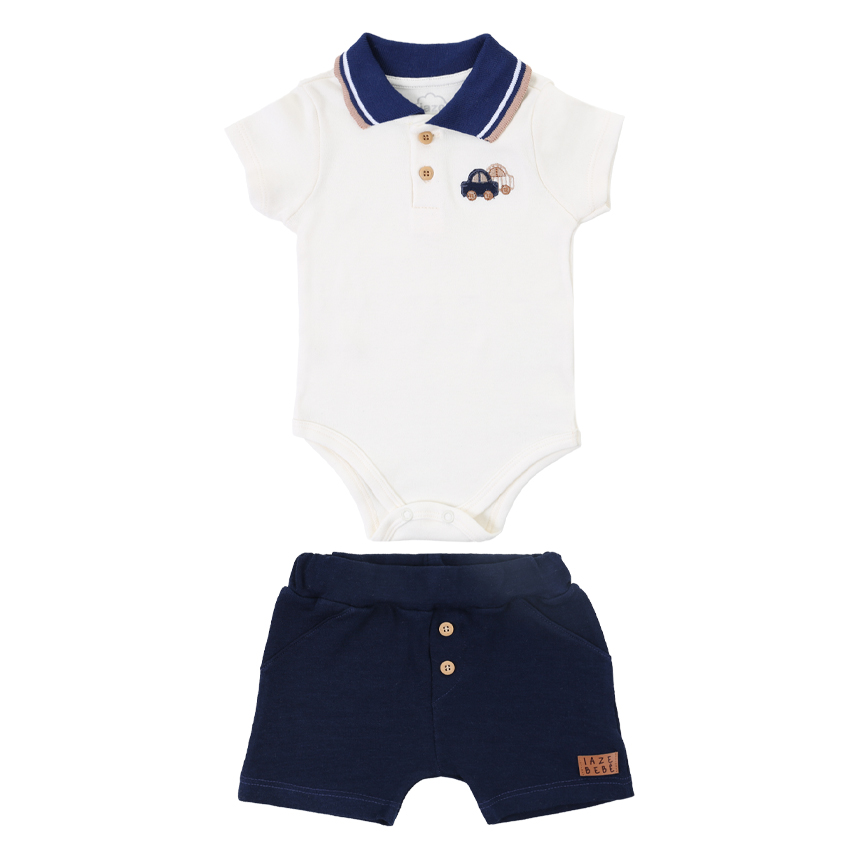 Conjunto Bebê Iaze Body Manga Curta E Bermuda Bordado Carro Conjunto Bebê Iaze Body Manga Curta E Bermuda Bordado Carro
