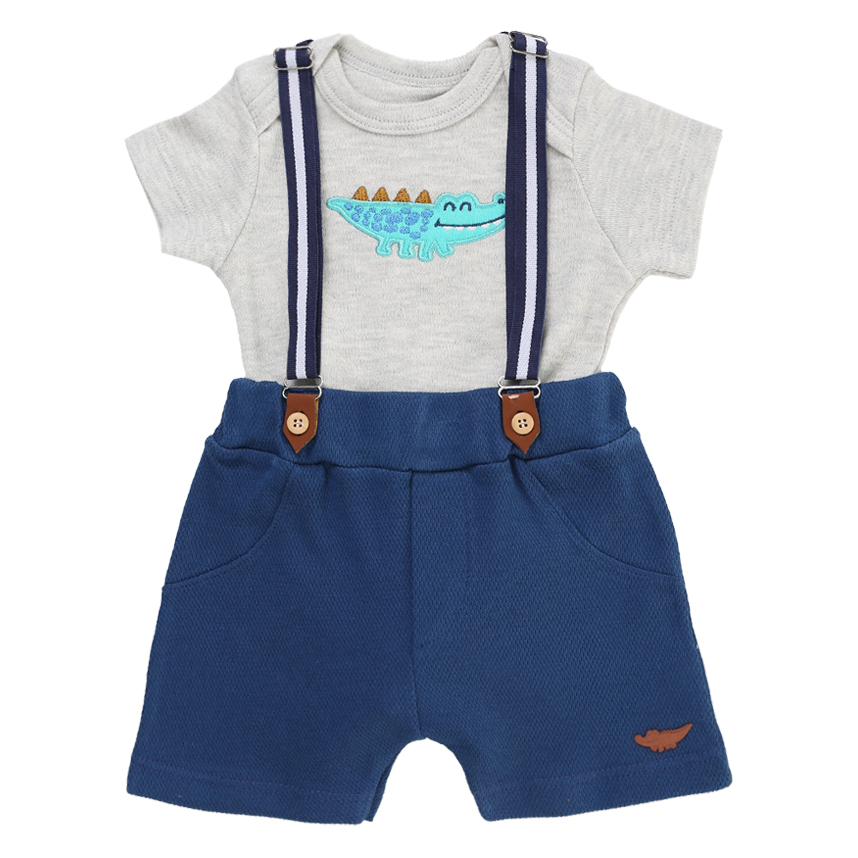 Conjunto Bebê Iaze Body Curto Bordado Jacaré E Bermuda Conjunto Bebê Iaze Body Curto Bordado Jacaré E Bermuda