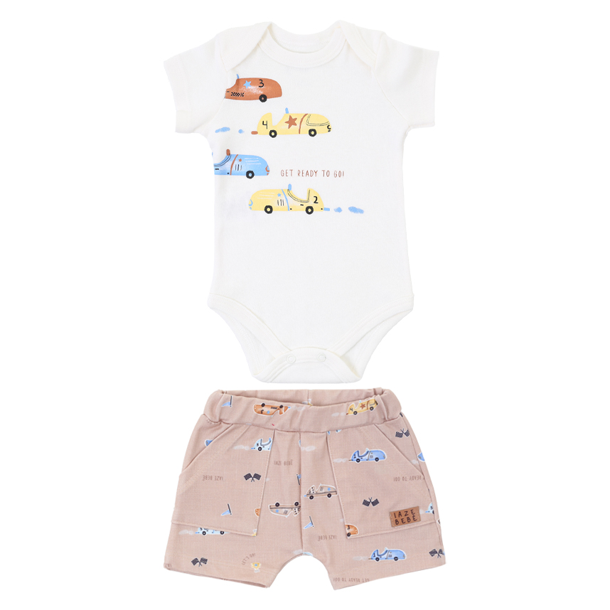 Conjunto Bebê Iaze Body Manga Curta E Bermuda Estampa Carros Conjunto Bebê Iaze Body Manga Curta E Bermuda Estampa Carros