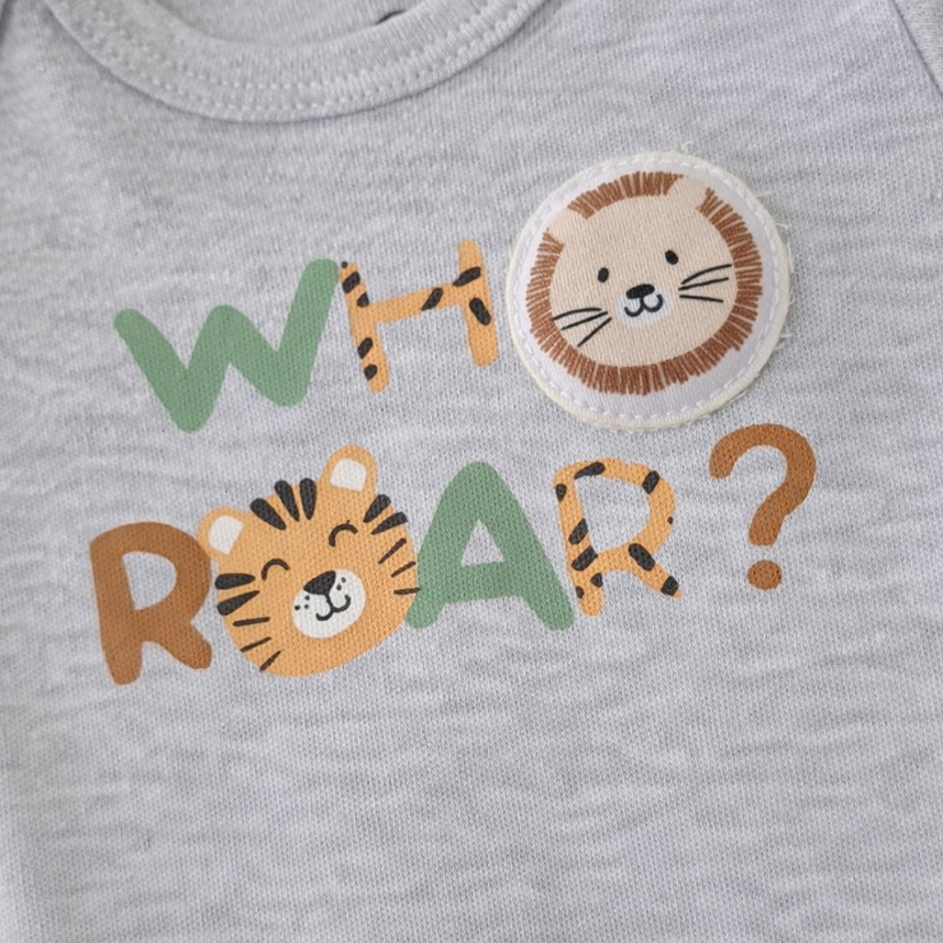 Conjunto Bebê Iaze Body Curto e Bermuda Estampa Safari