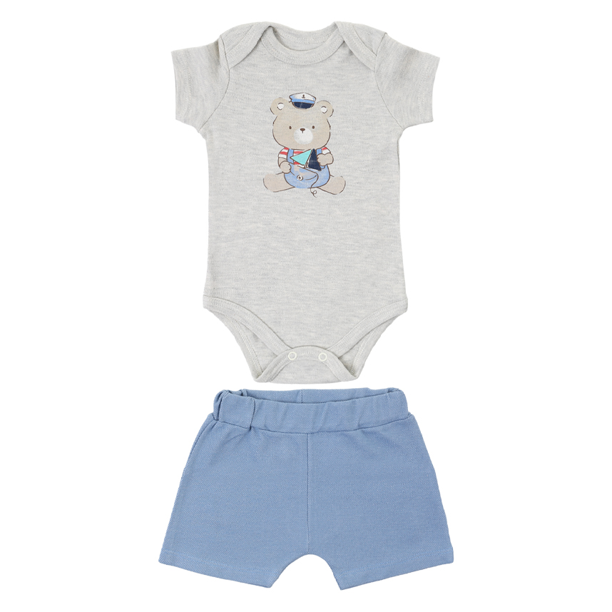 Conjunto Bebê Iaze Body Estampa Urso e Bermuda Bordada Conjunto Bebê Iaze Body Estampa Urso e Bermuda Bordada