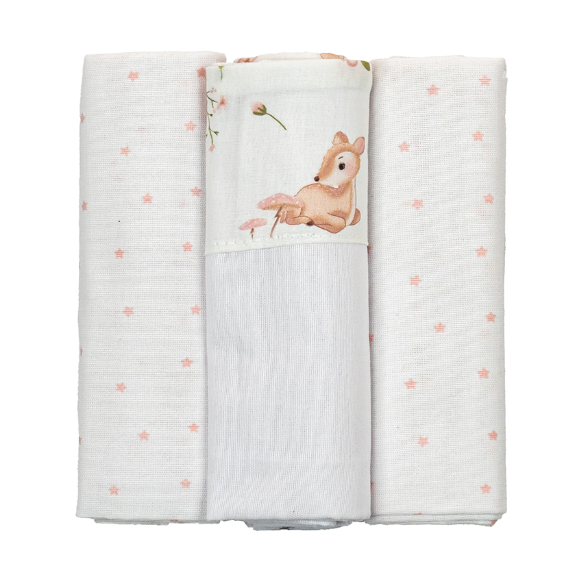 Cueiro Flanelado Bublim Sonhos Liso Com Estampa Ursa 3 Peças Cueiro Flanelado Bublim Sonhos Liso Com Estampa Ursa 3 Peças