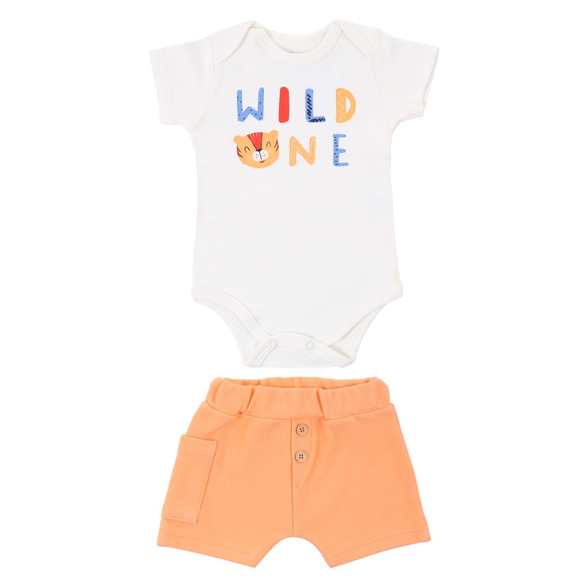 Conjunto Bebê Iaze Body Curto Estampa Tigre e Bermuda Conjunto Bebê Iaze Body Curto Estampa Tigre e Bermuda
