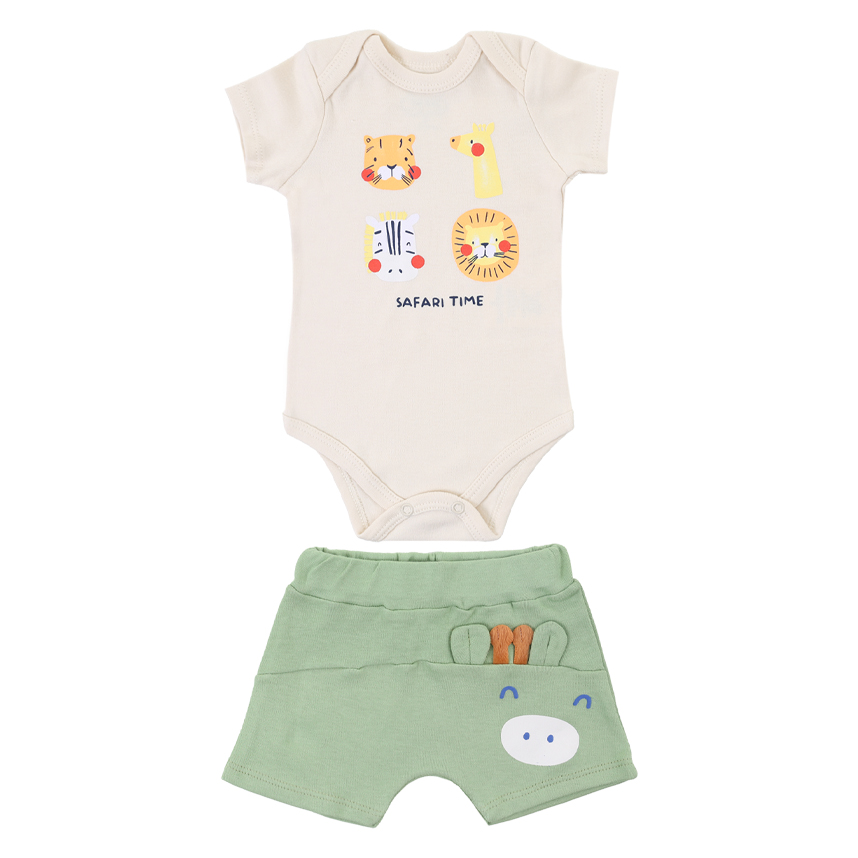 Conjunto Bebê Iaze Body Curto e Bermuda Estampa Safari Conjunto Bebê Iaze Body Curto e Bermuda Estampa Safari