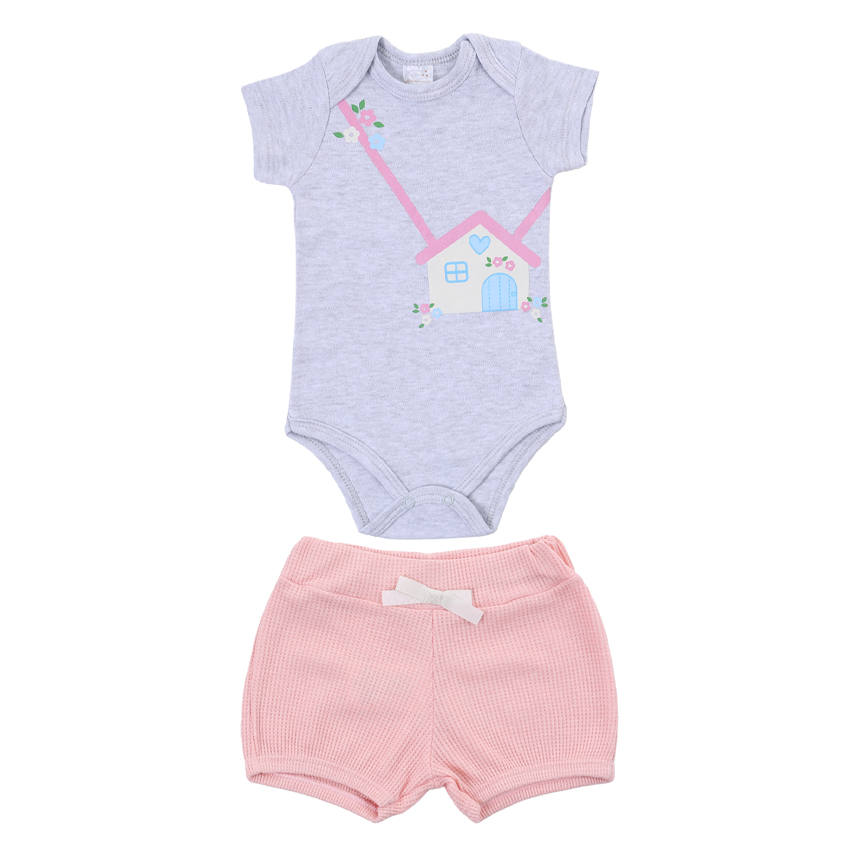 Conjunto Bebê Mini Moon Body E Short Casinha Conjunto Bebê Mini Moon Body E Short Casinha