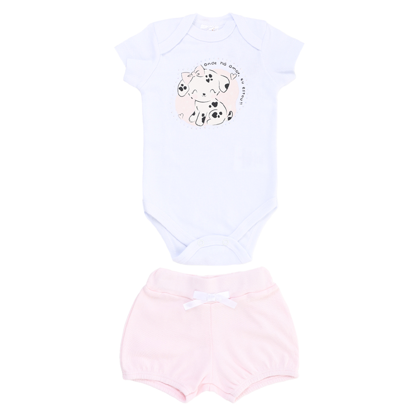 Conjunto Bebê Mini Moon Body E Short Cachorrinho Conjunto Bebê Mini Moon Body E Short Cachorrinho