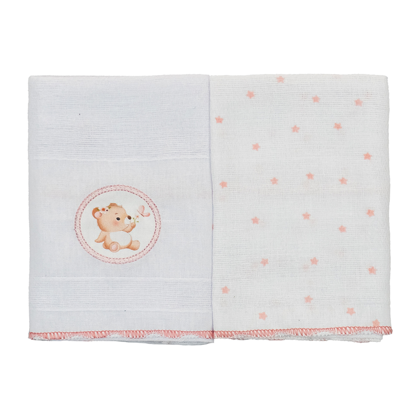 Pano De Boca Bublim Sonhos Estampa Ursinha Jardim 2 Peças