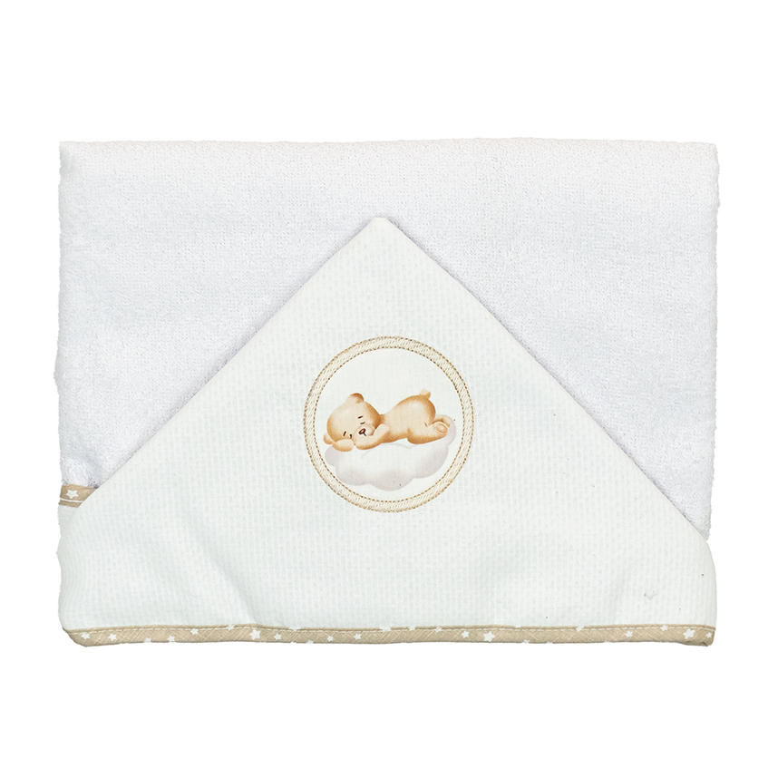 Toalha Bublim Sonhos Com Capuz Bordado E Forro Fralda Urso