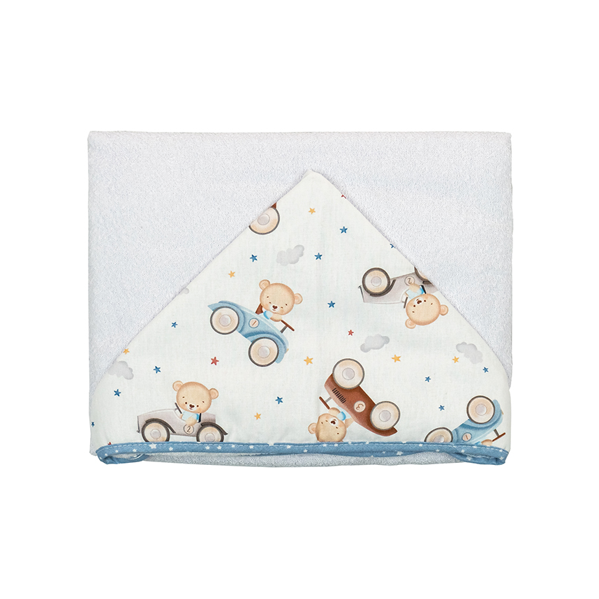 Toalha Bublim Sonhos Com Capuz Estampado E Forro Fralda Urso