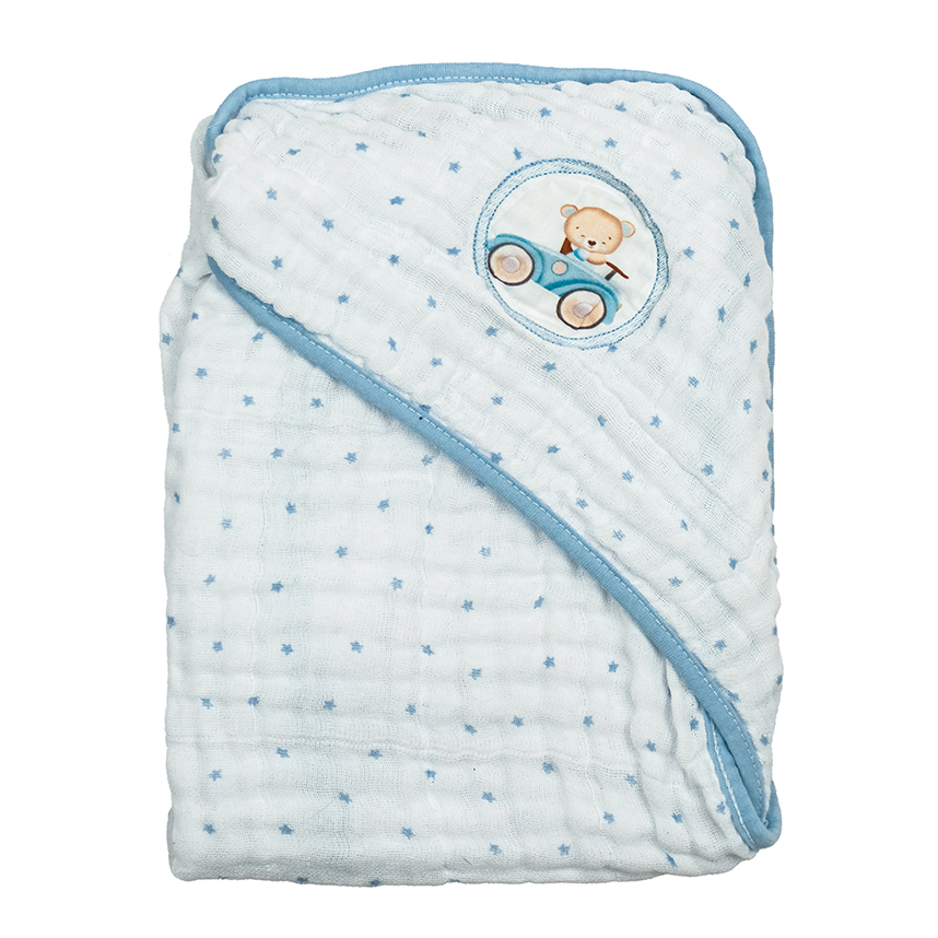 Toalha Soft Bublim Sonhos com Capuz Bordado Urso Carro