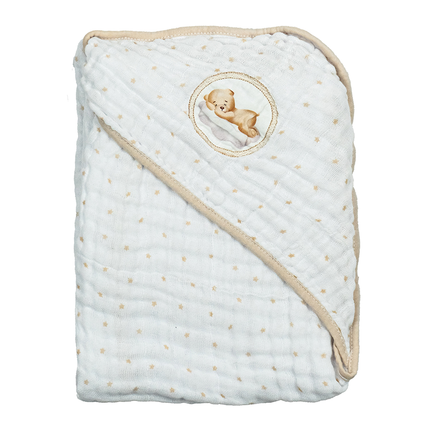 Toalha Soft Bublim Sonhos com Capuz Bordado Urso Nuvem