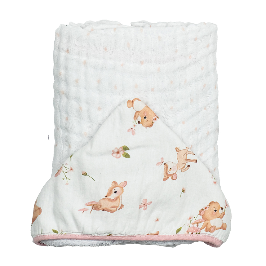 Toalha Soft Bublim Sonhos com Capuz Estampa Ursa Jardim