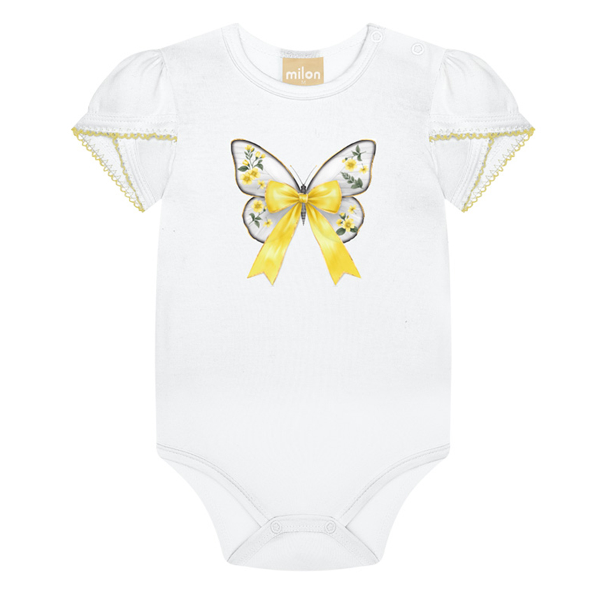 Conjunto Bebê Milon Body E Short Cotton Estampa Borboleta