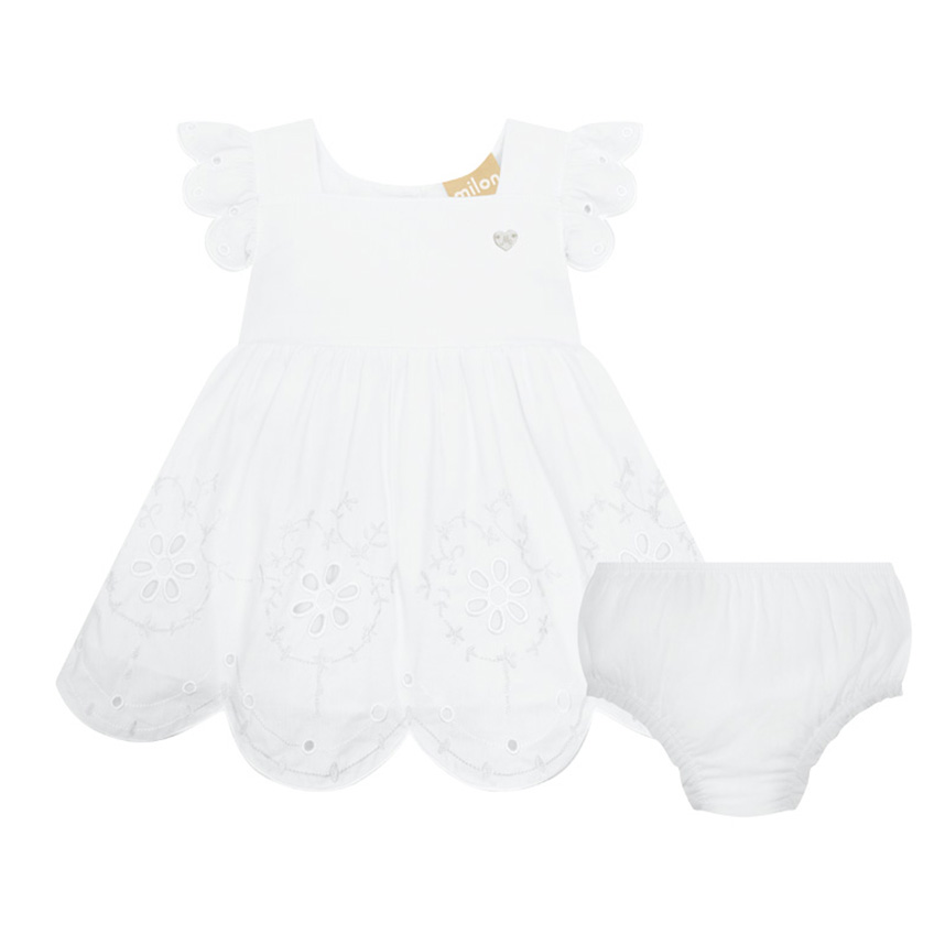 Vestido Bebê Milon Com Calcinha Tricoline 2 Peças Vestido Bebê Milon Com Calcinha Tricoline 2 Peças