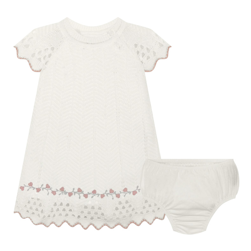 Vestido Bebê Milon Com Calcinha Tricot Tricoline 2 Peças Vestido Bebê Milon Com Calcinha Tricot Tricoline 2 Peças