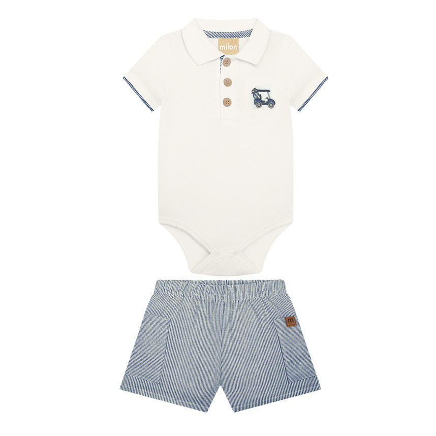 Conjunto Bebê Milon Body Carro Cotton E Bermuda Tricoline Conjunto Bebê Milon Body Carro Cotton E Bermuda Tricoline