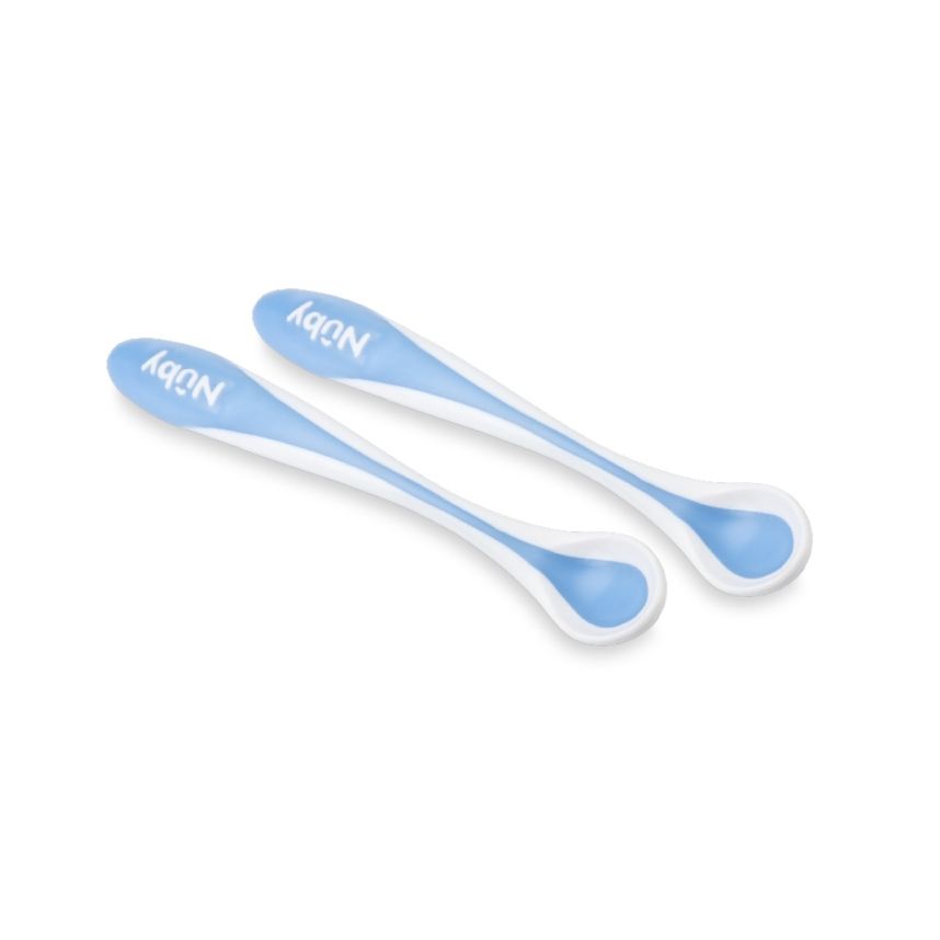 Kit Colher Bebê Nuby Termossensível Azul 2 Peças