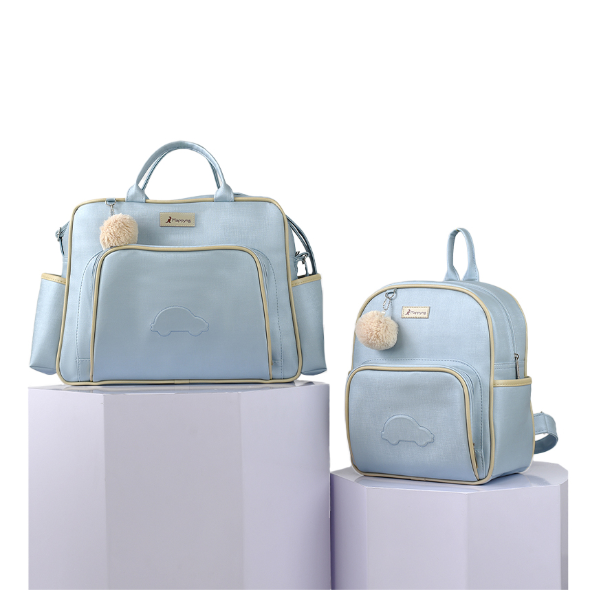 Mochila Mappyng Bordado Carro E Pompom 2 Peças