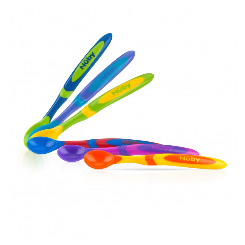 Kit Colheres Bebê Nuby Coloridas 6 Peças Kit Colheres Bebê Nuby Coloridas 6 Peças