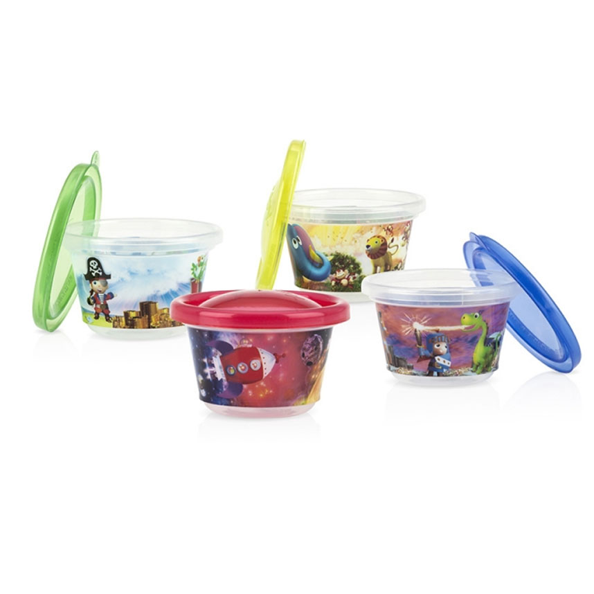 Kit Potes Nuby Decorados 120 ml 04 Peças Kit Potes Nuby Decorados 120 ml 04 Peças