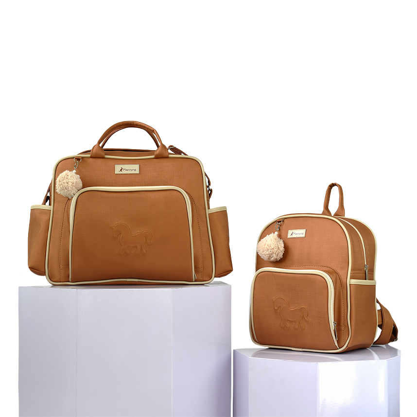 Mochila Mappyng Bordado Cavalo E Pompom 2 Peças