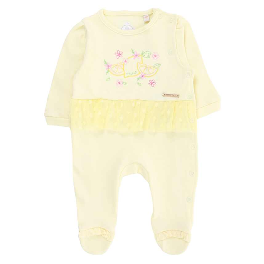 Macacão Longo Presente De Anjo Suedine Bordado Floral