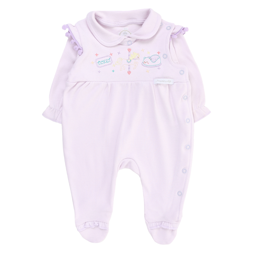 Macacão Presente De Anjo Suedine Ombreira Com Pompom