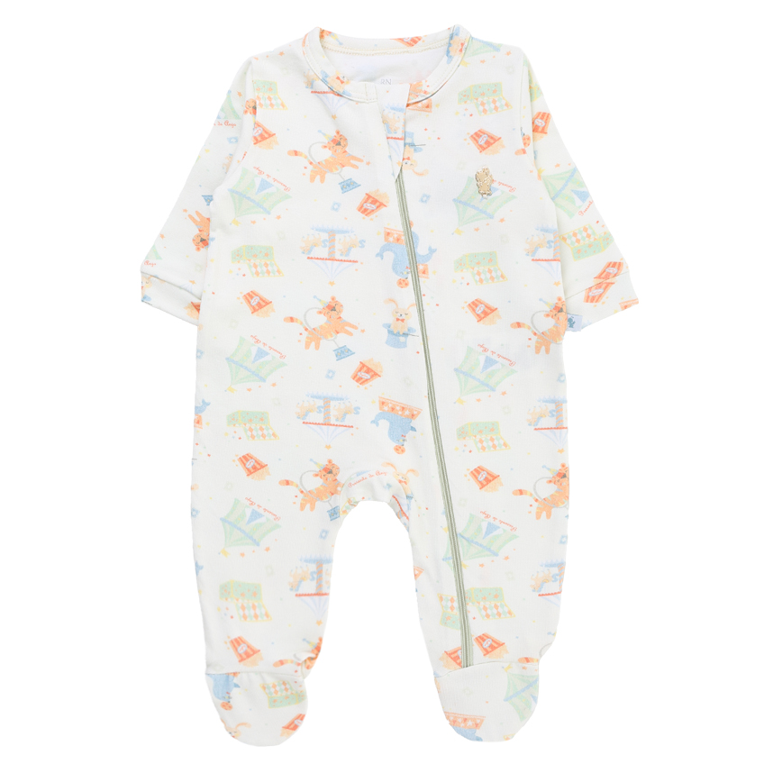 Macacão Bebê Presente De Anjo Com Zíper Estampa Circo