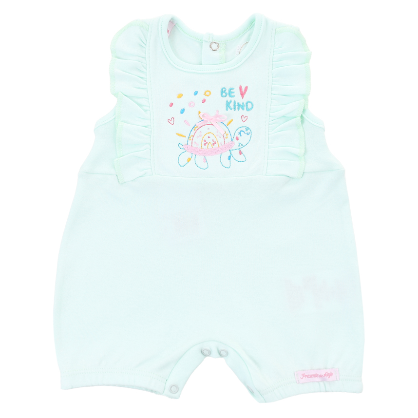 Macacão Curto Presente De Anjo Suedine Bordado Tartaruga