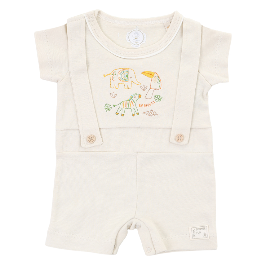 Macacão Curto Presente De Anjo Suedine Bordado Safari