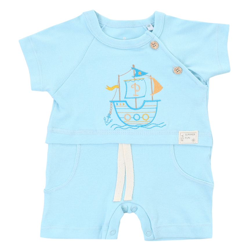 Macacão Curto Presente De Anjo Suedine Bordado Barco