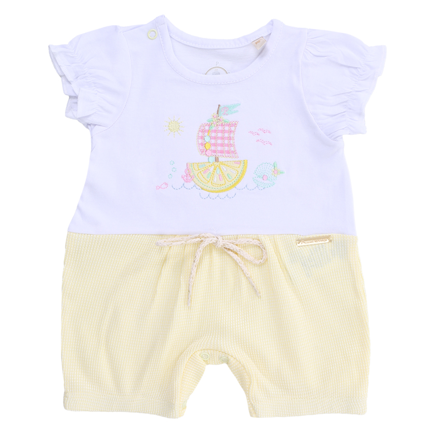 Macacão Curto Presente de Anjo Estampado Com Barco