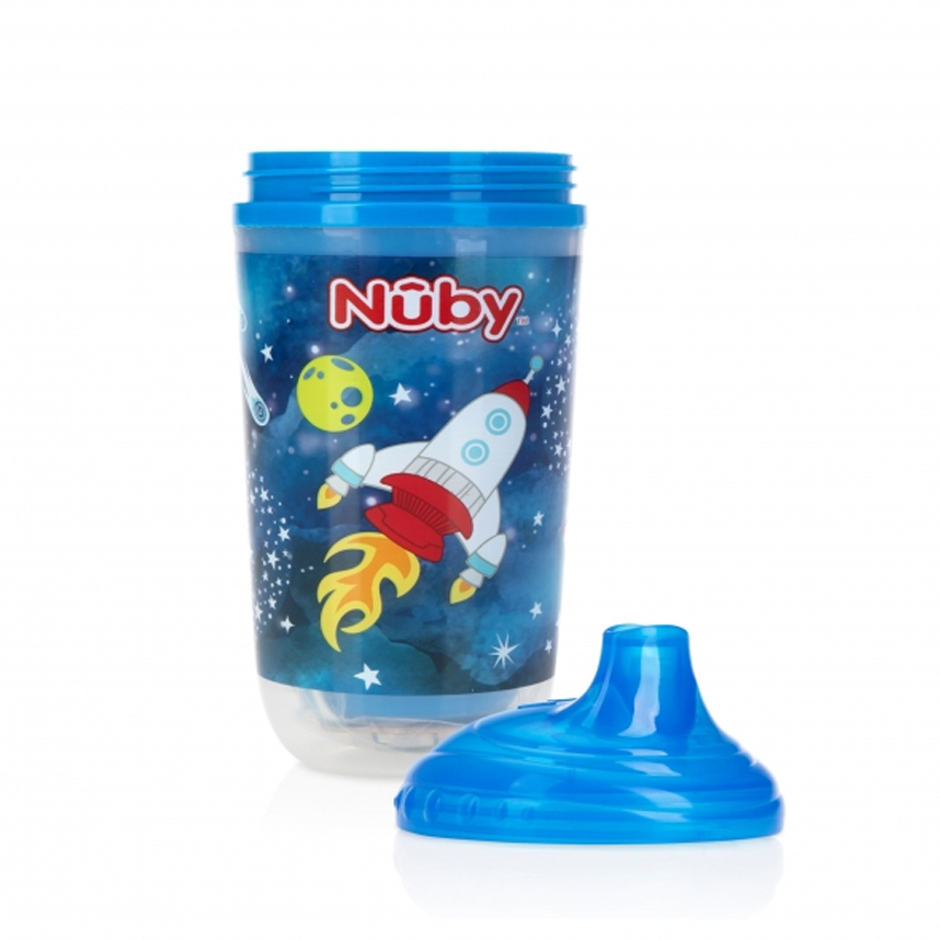 Copo Infantil Nuby Pisca-Pisca com Bico Rígido Azul  240 ml