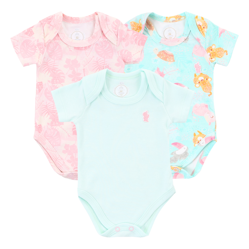Body Bebê Presente De Anjo Estampa Tropical 3 Peças