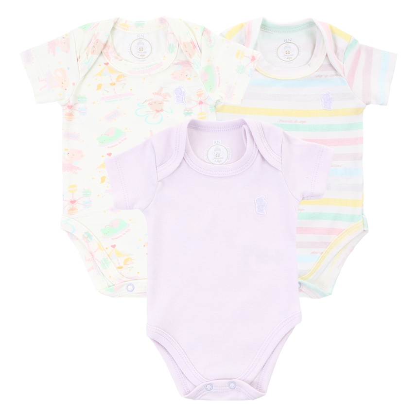 Body Bebê Presente De Anjo Estampa Circo 3 Peças