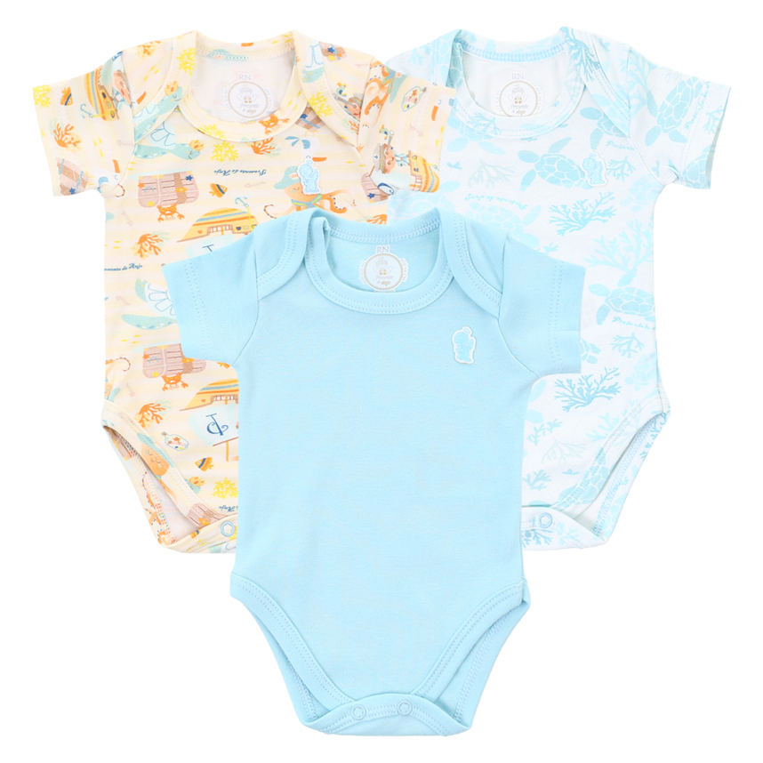 Body Bebê Presente De Anjo Estampa Fundo Do Mar 3 Peças