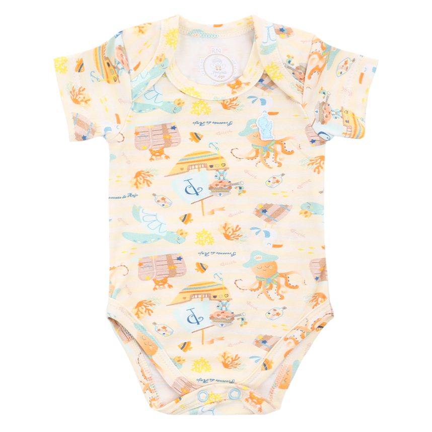 Body Bebê Presente De Anjo Estampa Fundo Do Mar 3 Peças