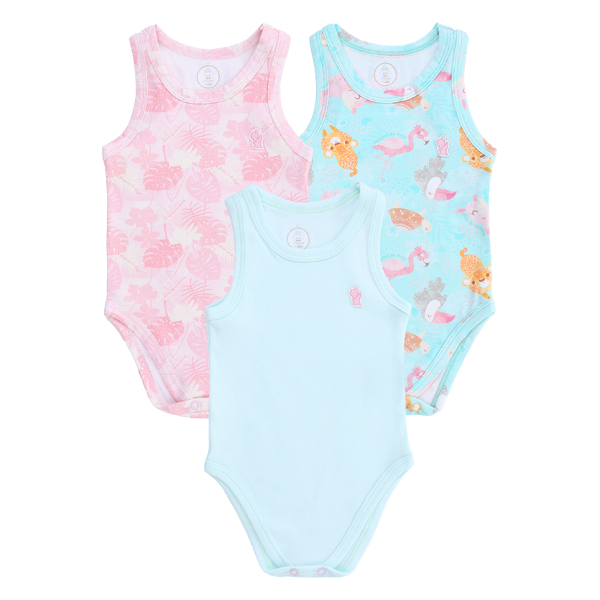 Body Regata Presente De Anjo Estampa Tropical 3 Peças