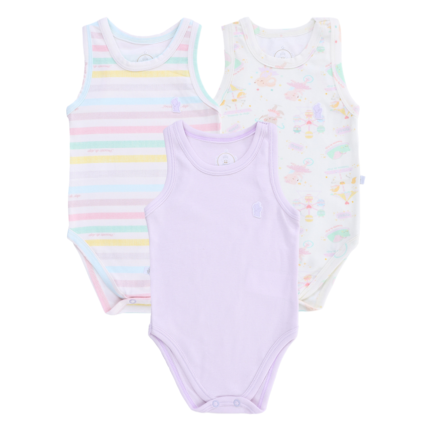 Body Regata Presente De Anjo Estampa Circo 3 Peças