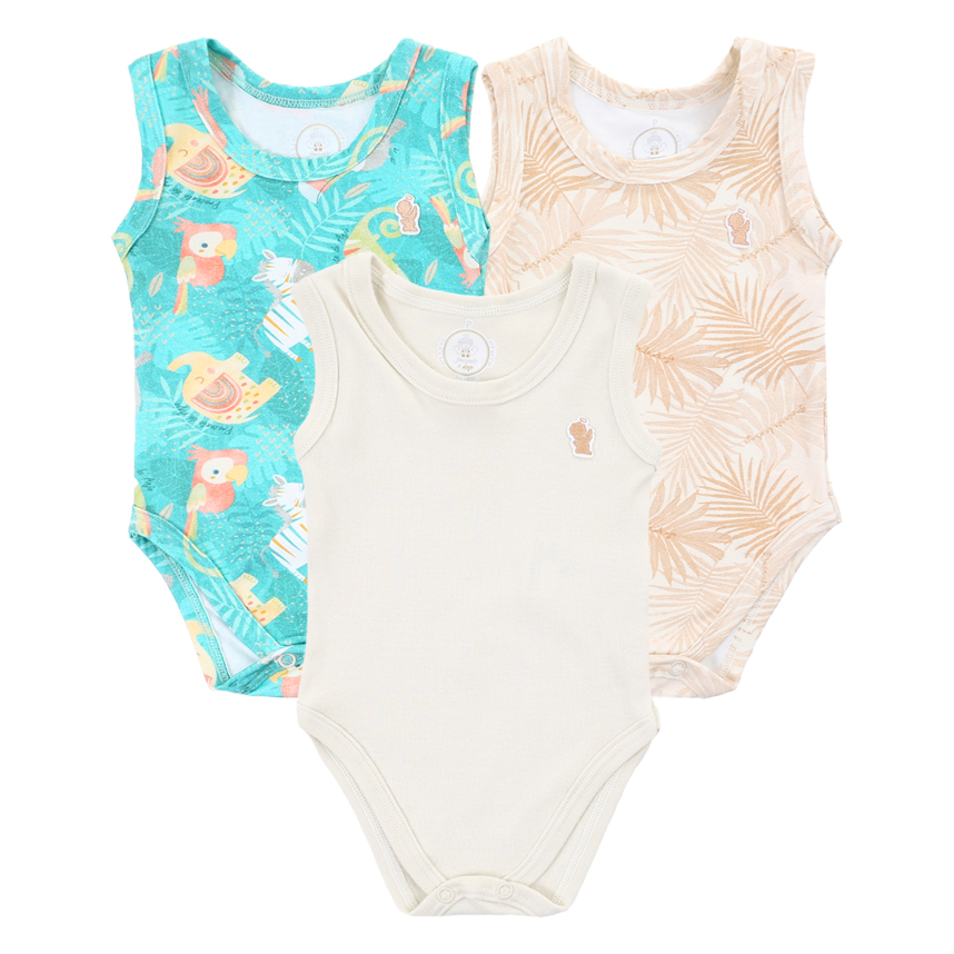 Body Regata Presente De Anjo Estampa Safari 3 Peças