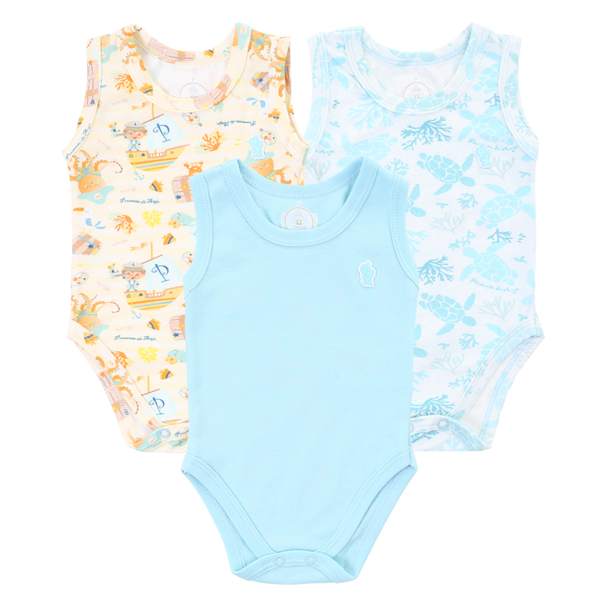 Body Regata Presente De Anjo Estampa Fundo Do Mar 3 Peças