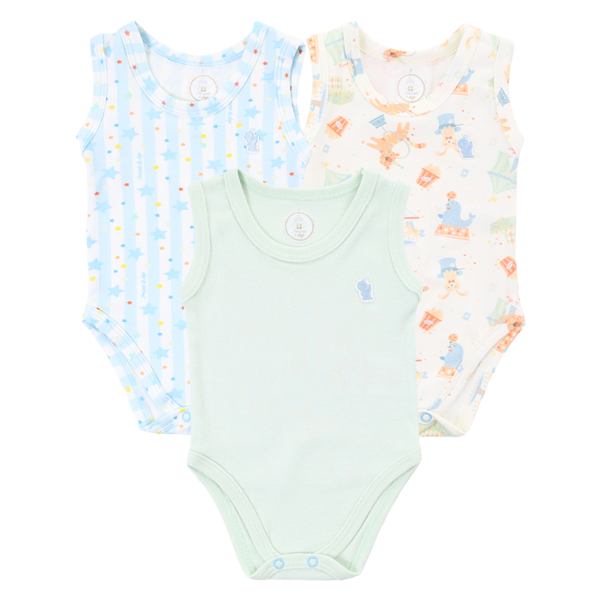 Body Regata Presente De Anjo Estampa Circo 3 Peças Body Regata Presente De Anjo Estampa Circo 3 Peças