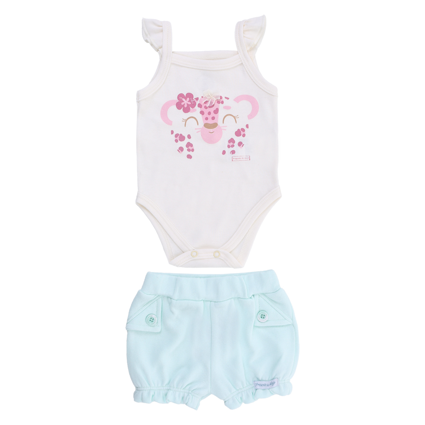 Conjunto Presente De Anjo Body E Short Estampa Onça