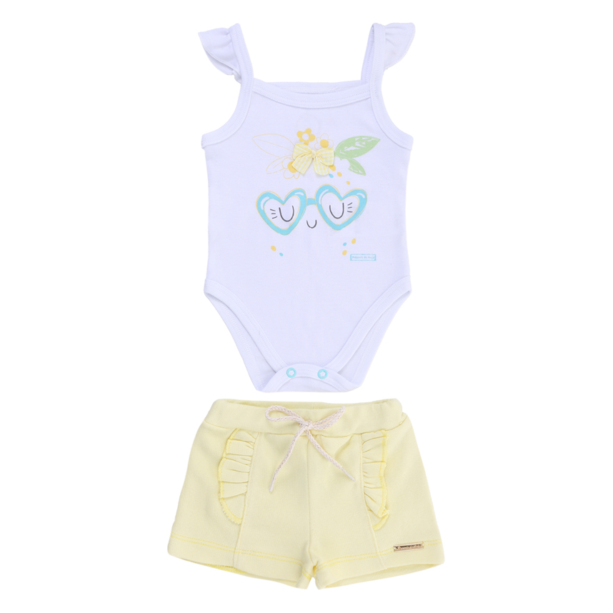 Conjunto Presente De Anjo Body E Short Estampa Cítrica