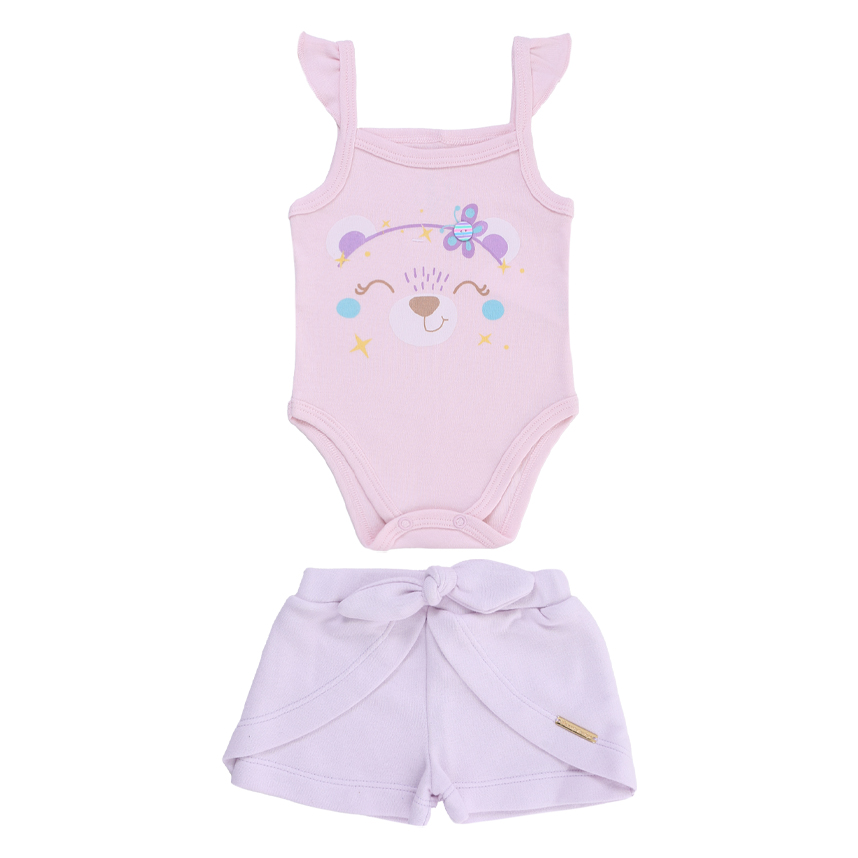 Conjunto Presente De Anjo Body E Short Estampa Ursa