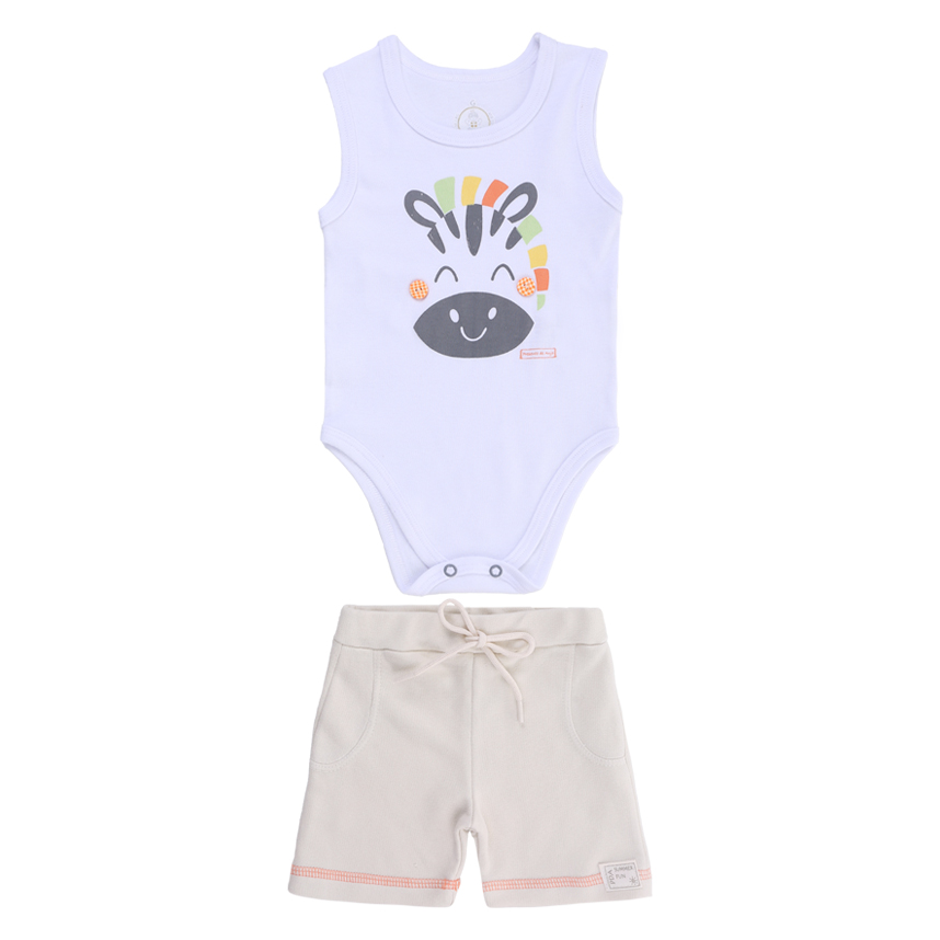 Conjunto Presente De Anjo Body E Bermuda Estampa Zebra