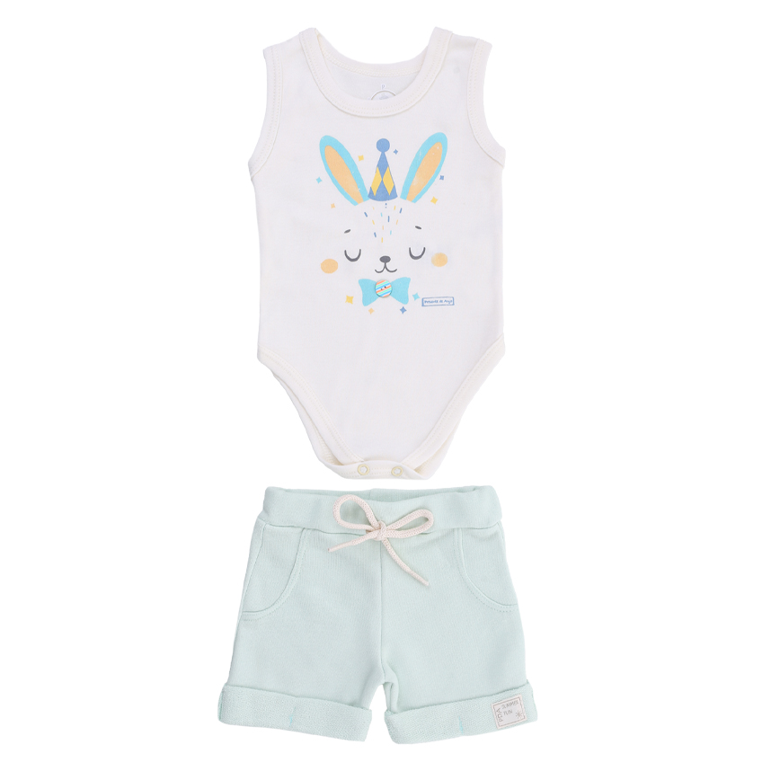 Conjunto Presente De Anjo Body E Bermuda Estampa Coelho