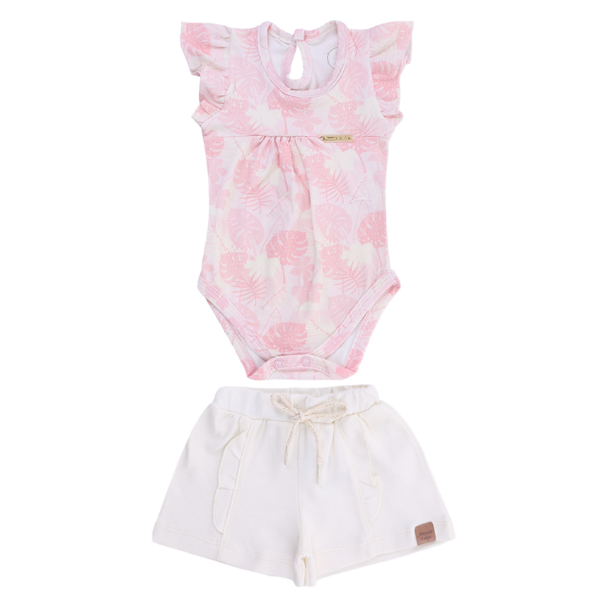 Conjunto Cotton Presente De Anjo Body E Short Bichos