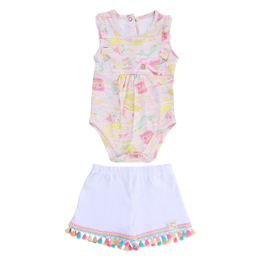 Conjunto Cotton Presente De Anjo Body E Short Cítrico